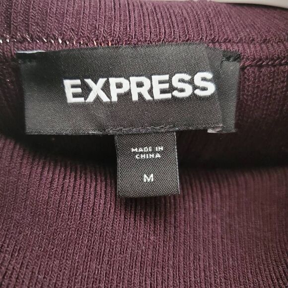 Express Novelty Button Long Sleeve Turtle Neck Pullover Sweater Burgundy Medium - Picture 8 of 14